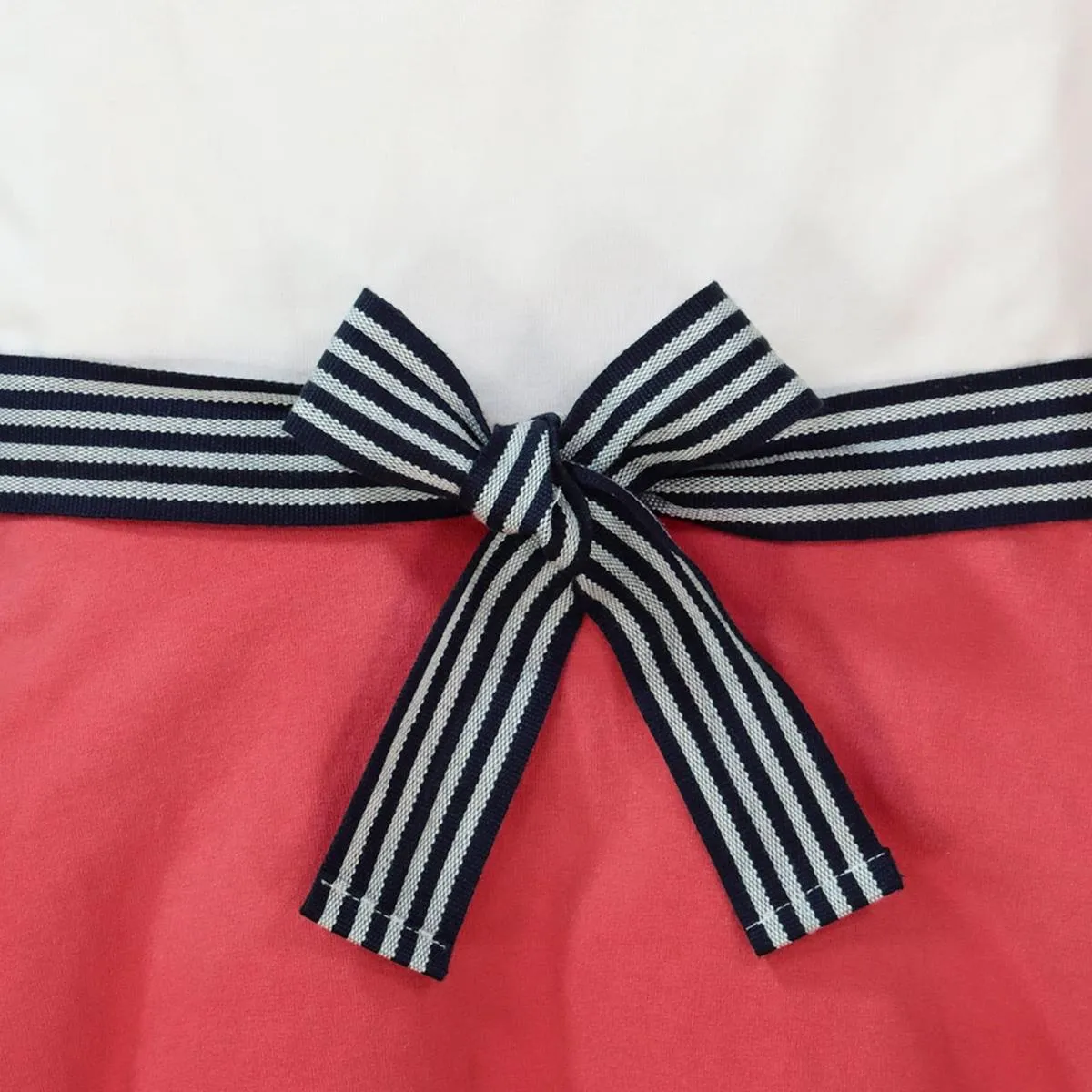 Baby Lightweight Blocked Skater Dress - White and Soft Red