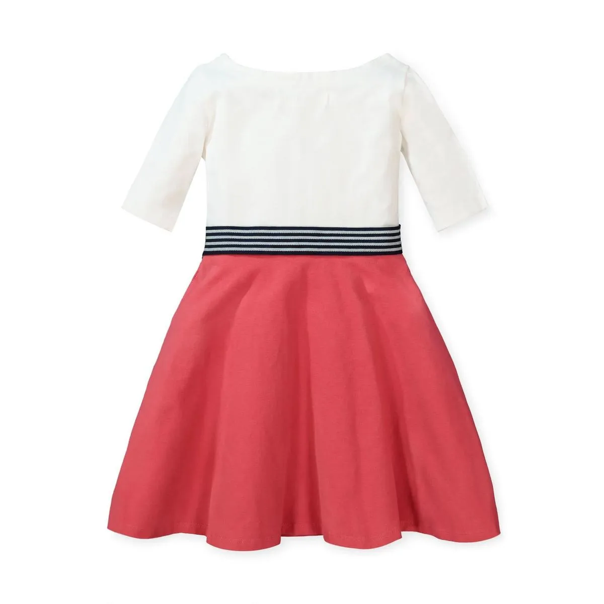 Baby Lightweight Blocked Skater Dress - White and Soft Red