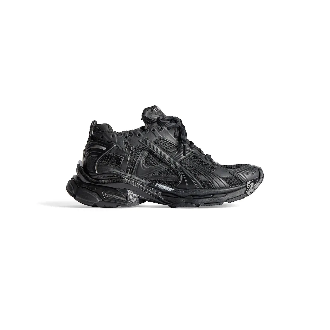 Balenciaga Black Mesh and Faux Leather Runner Sneakers
