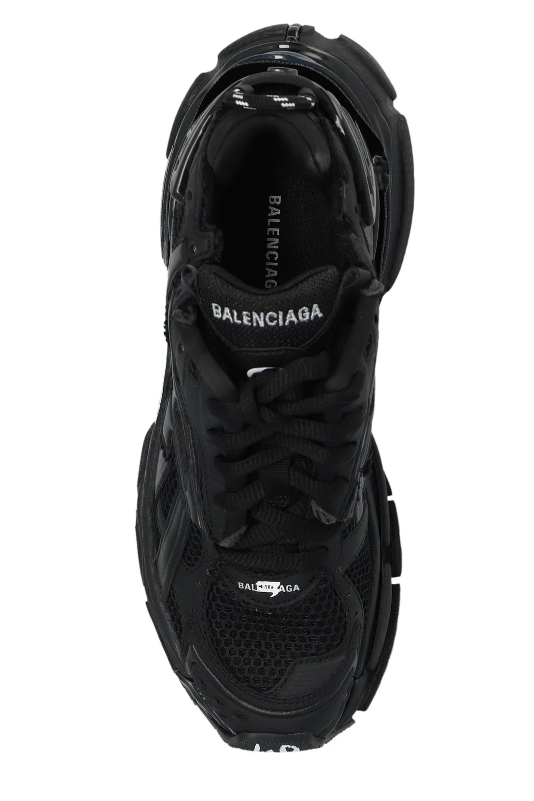 Balenciaga Black Mesh and Faux Leather Runner Sneakers