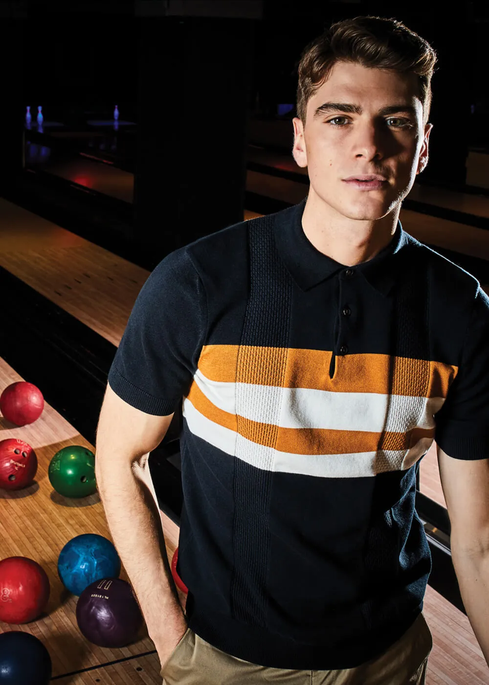 Ben Sherman Chest Stripe Polo Black