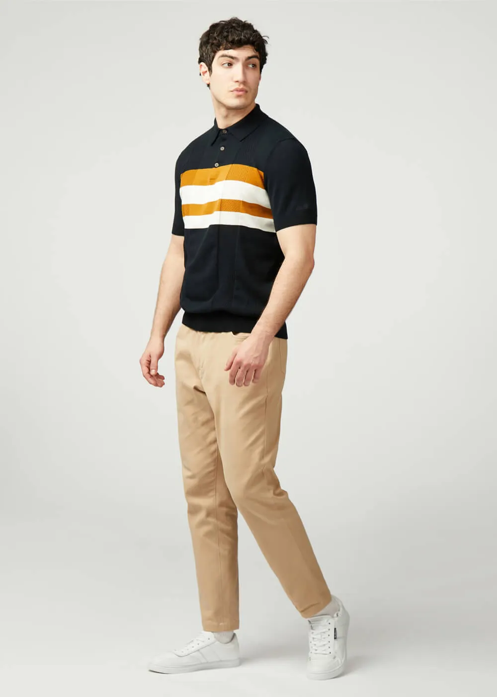 Ben Sherman Chest Stripe Polo Black