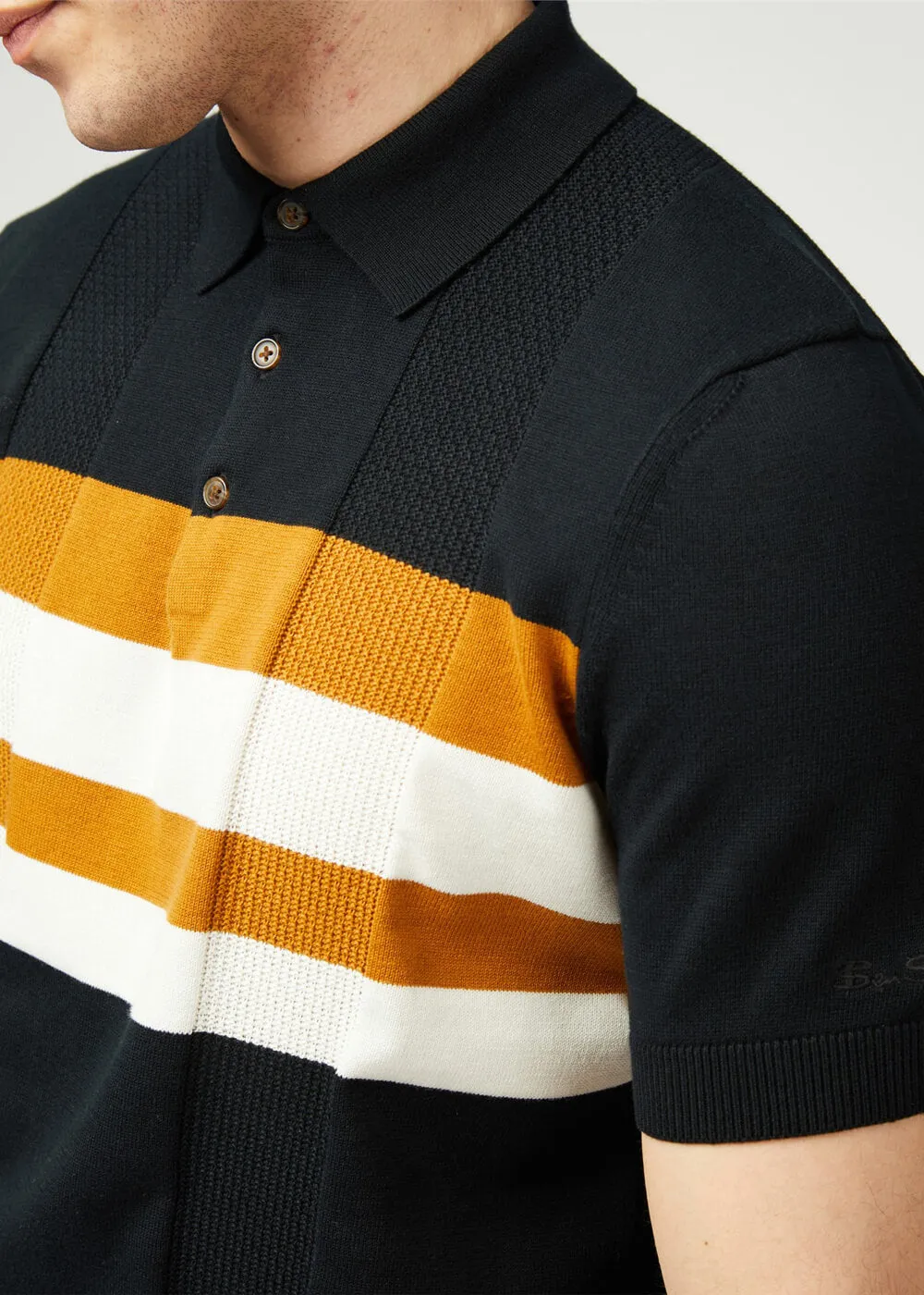 Ben Sherman Chest Stripe Polo Black