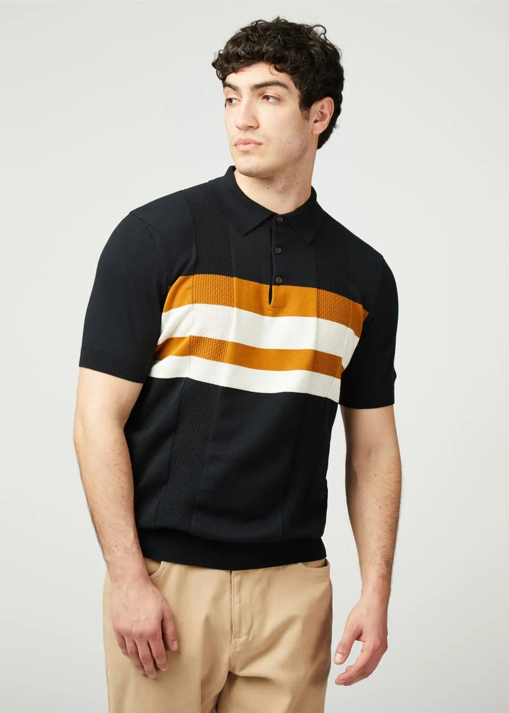 Ben Sherman Chest Stripe Polo Black