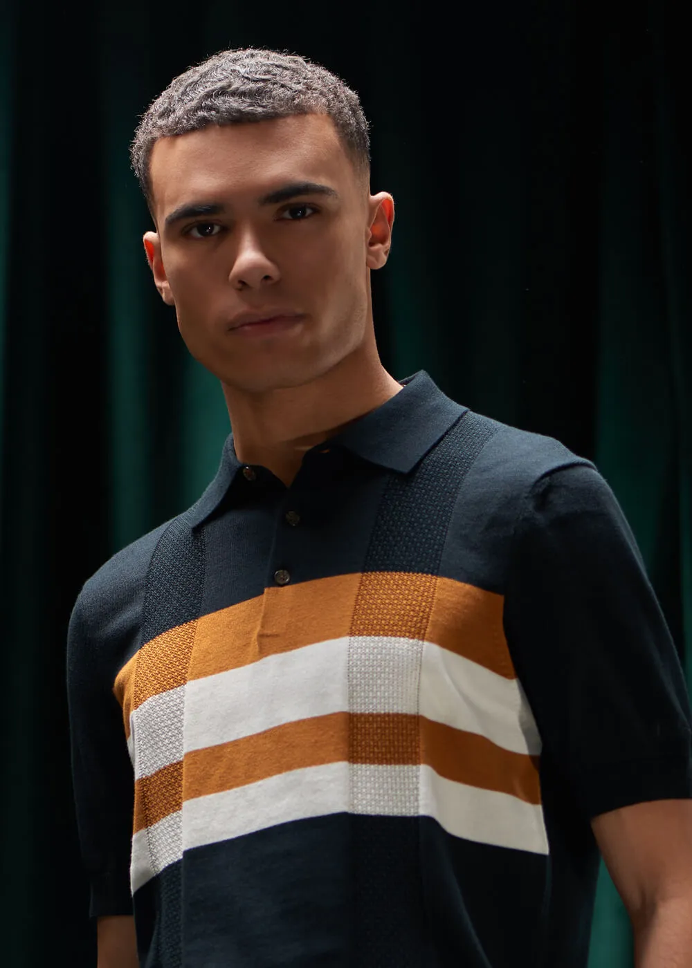 Ben Sherman Chest Stripe Polo Black