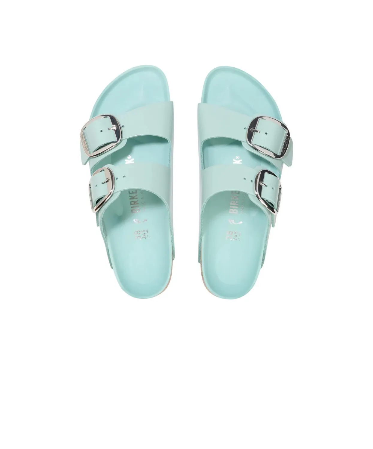 Birkenstock Arizona Big Buckle High Shine Natural/Patent Leather Surf Green Sandals