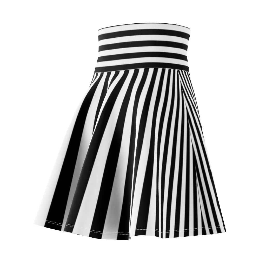 Black and White Striped Women's Skater Skirt Costume Cosplay Gift for Her Fantasy Skirt Circle Skirt Female Beetlejuice Jailbird Referee