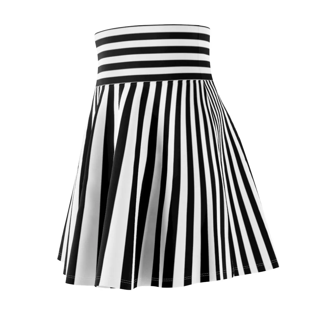 Black and White Striped Women's Skater Skirt Costume Cosplay Gift for Her Fantasy Skirt Circle Skirt Female Beetlejuice Jailbird Referee