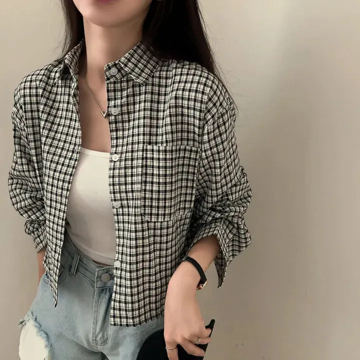Black Drop Shoulder Flannel Shirt