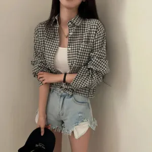 Black Drop Shoulder Flannel Shirt