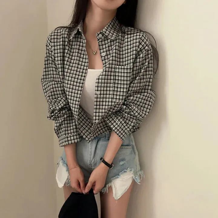 Black Drop Shoulder Flannel Shirt