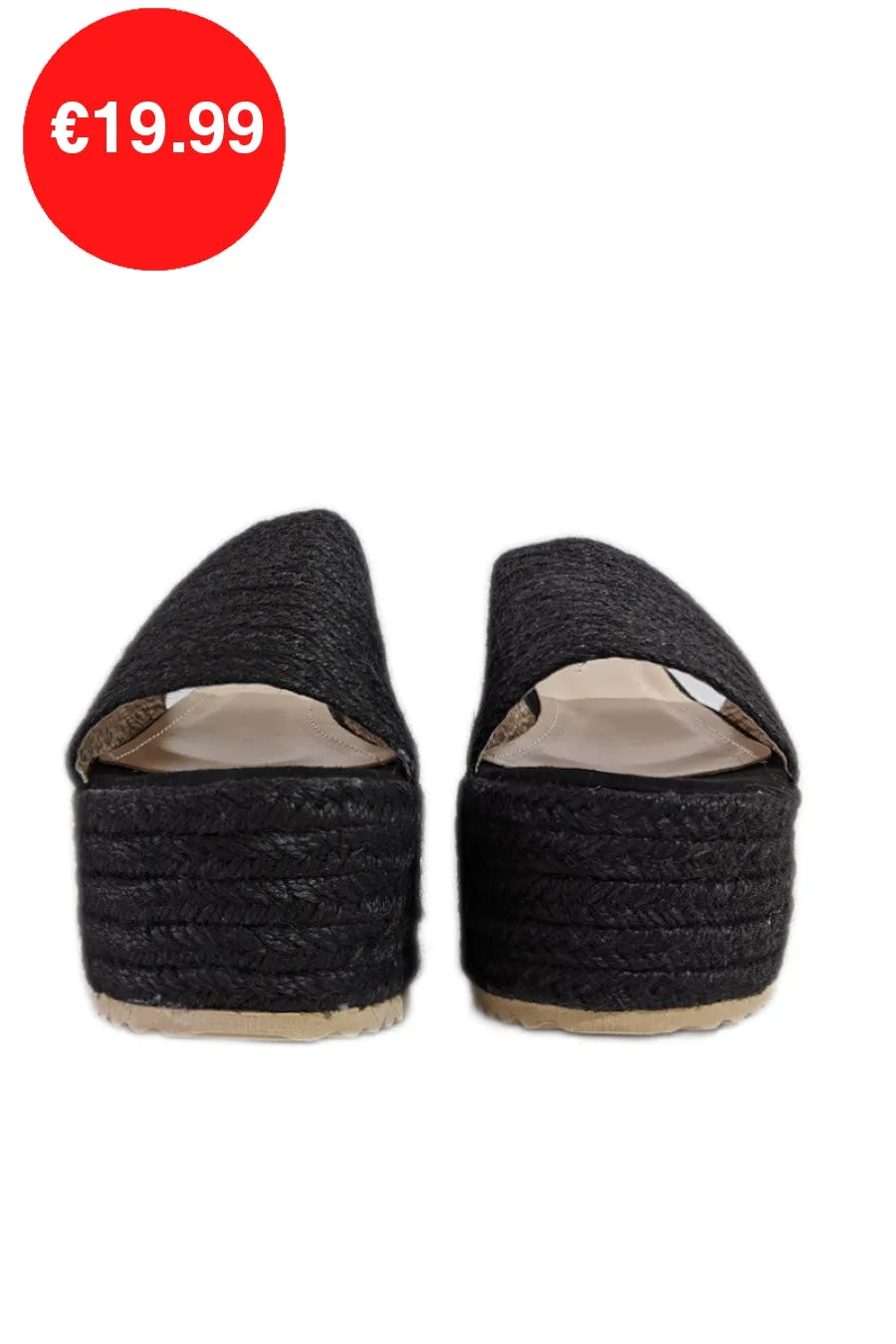 Black Jute Platform Mule Sandals