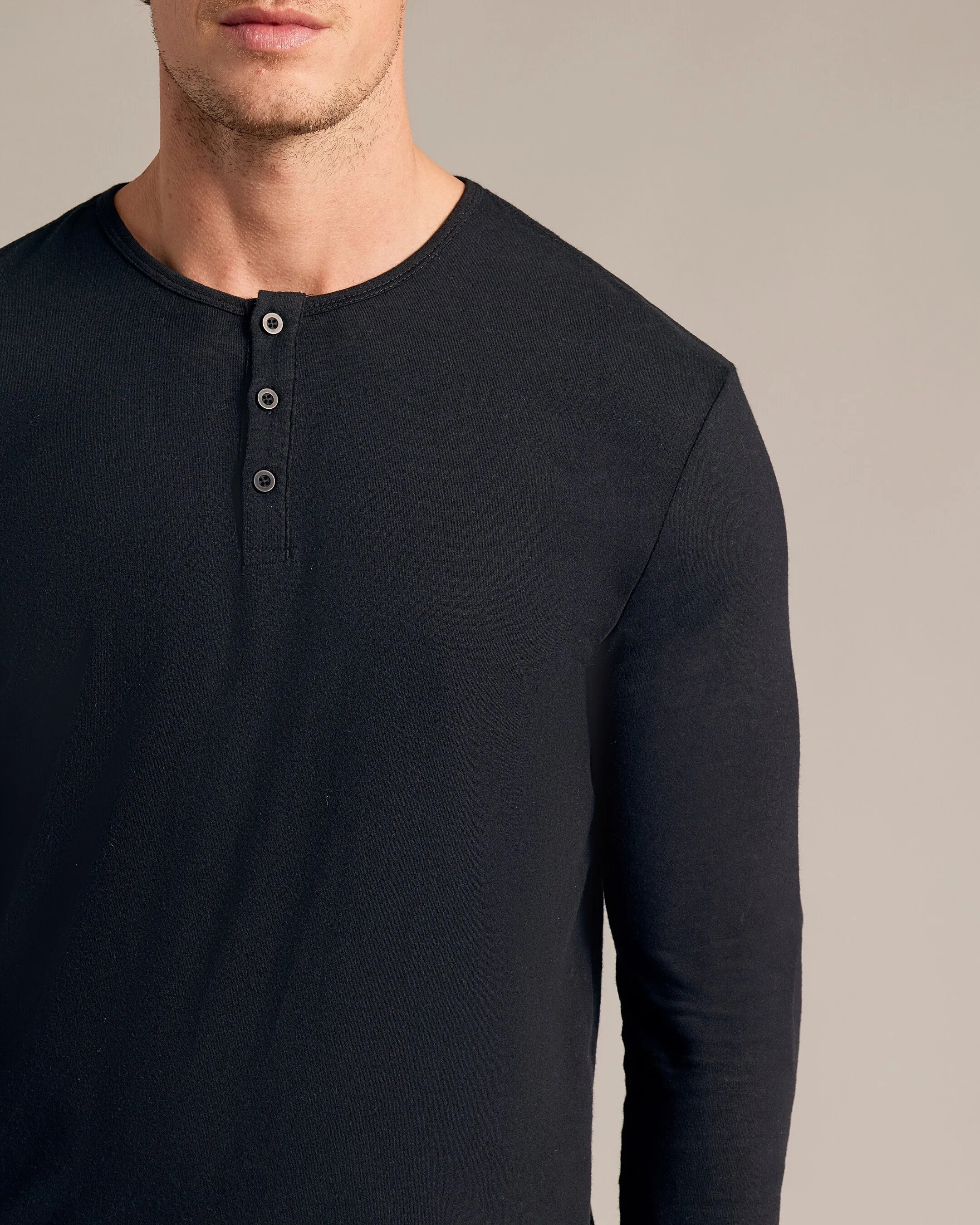 Black Long Sleeve Henley