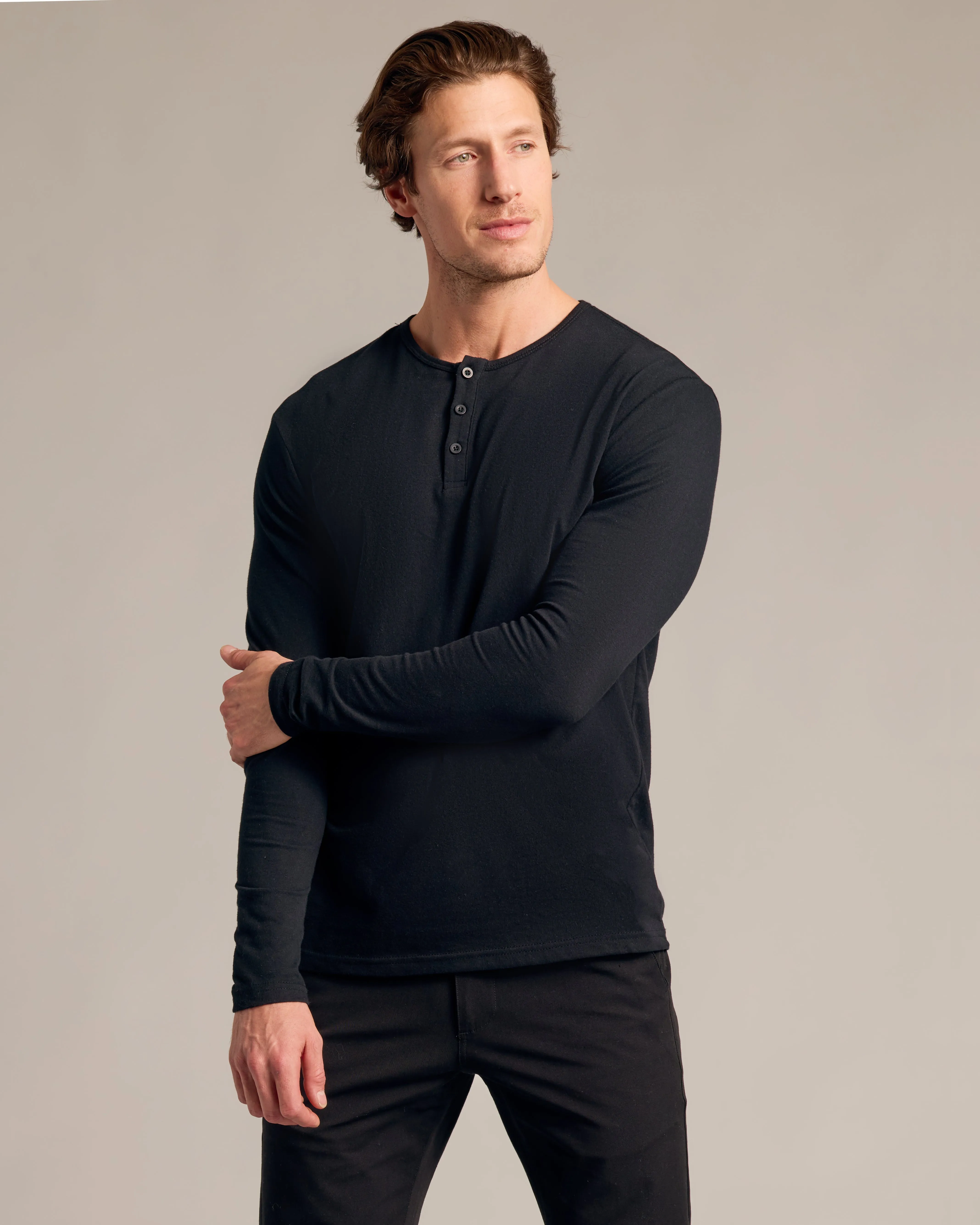 Black Long Sleeve Henley
