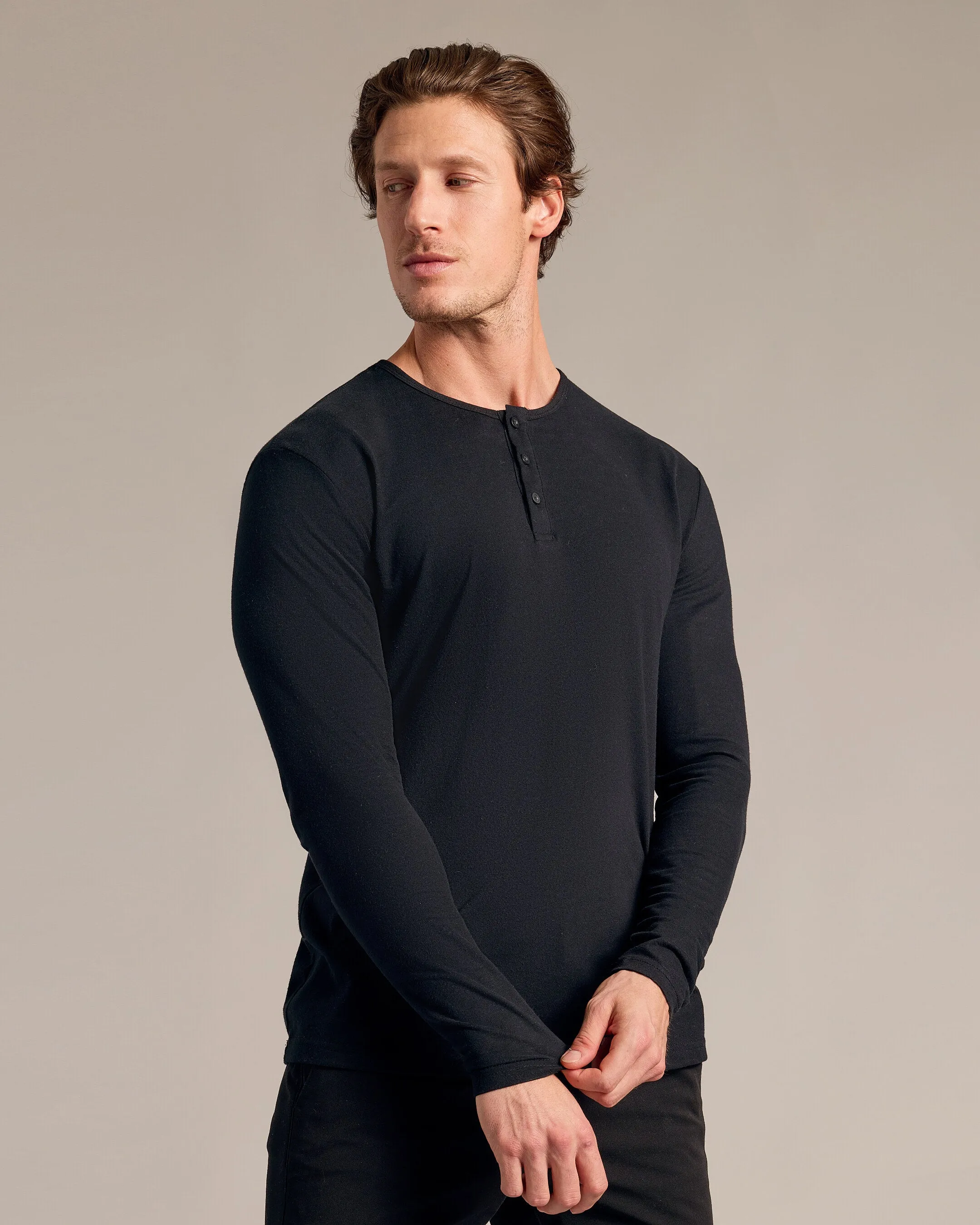 Black Long Sleeve Henley