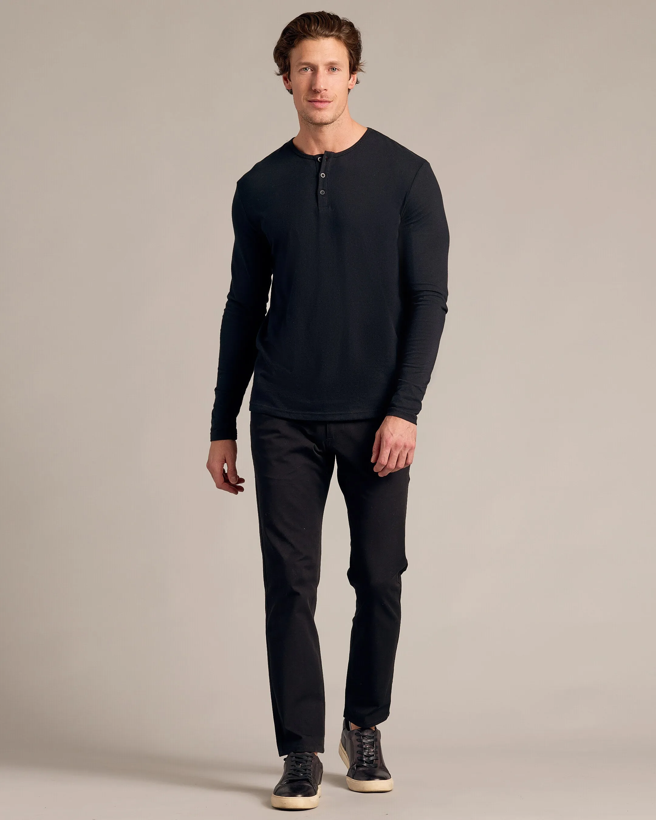 Black Long Sleeve Henley