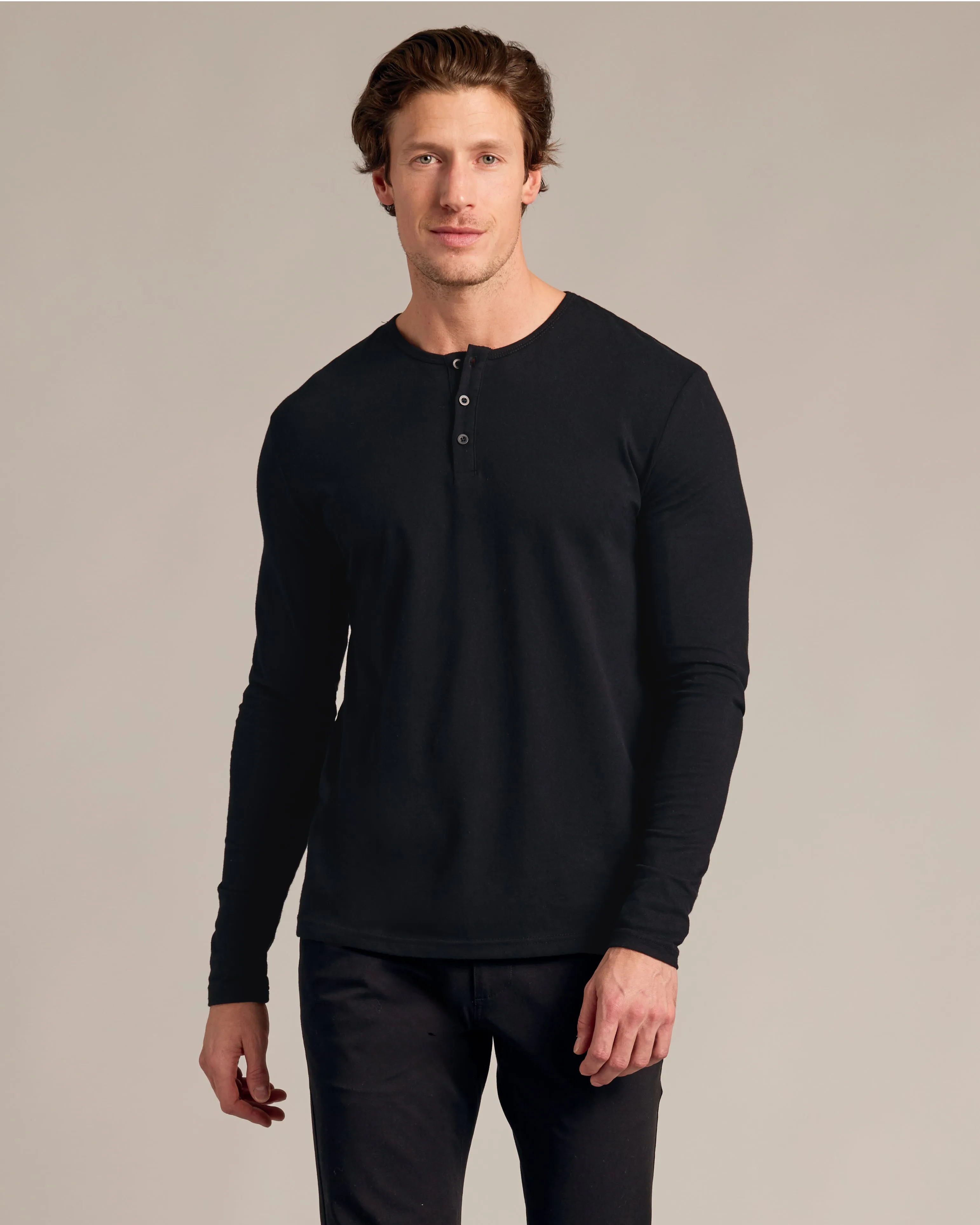 Black Long Sleeve Henley