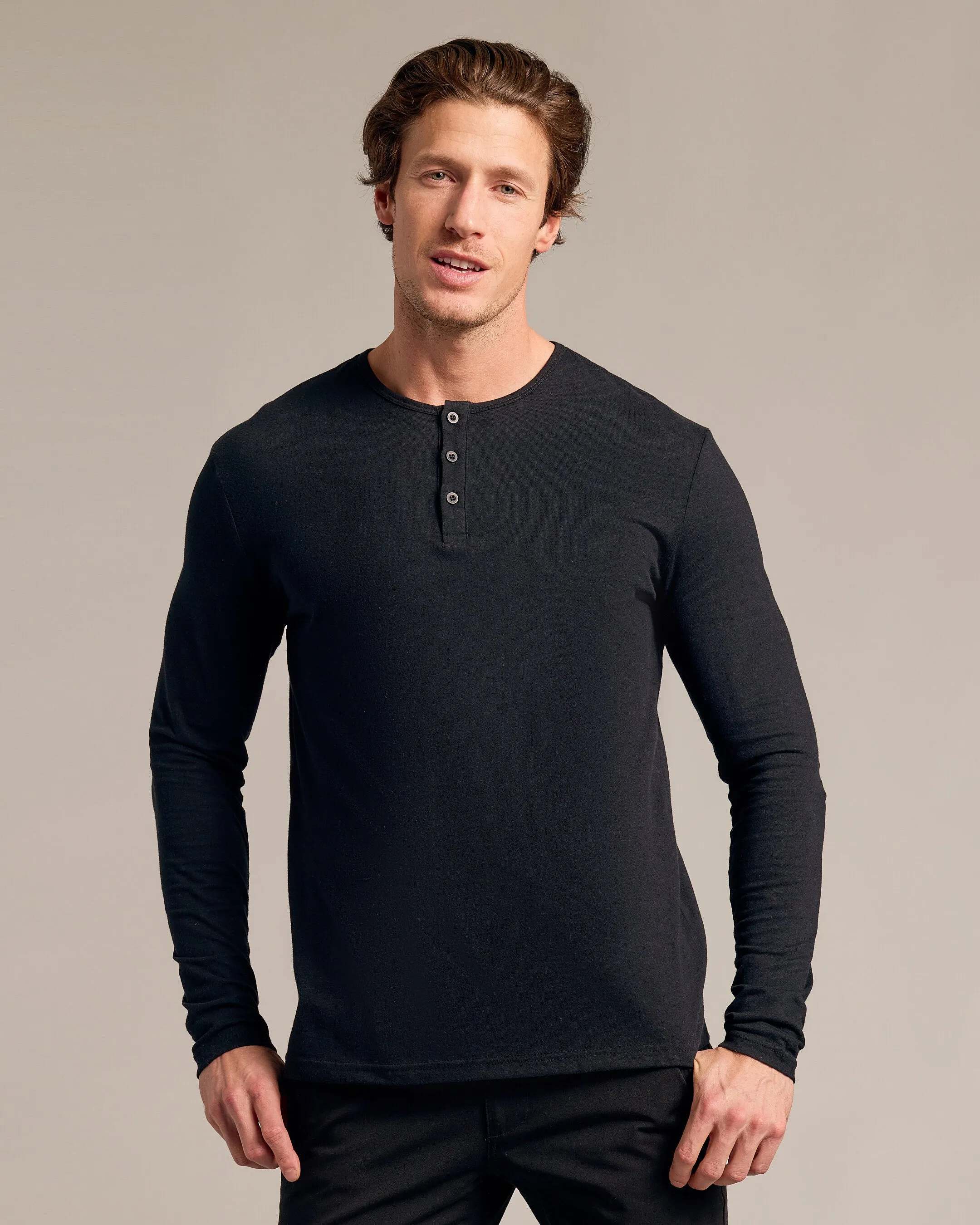 Black Long Sleeve Henley