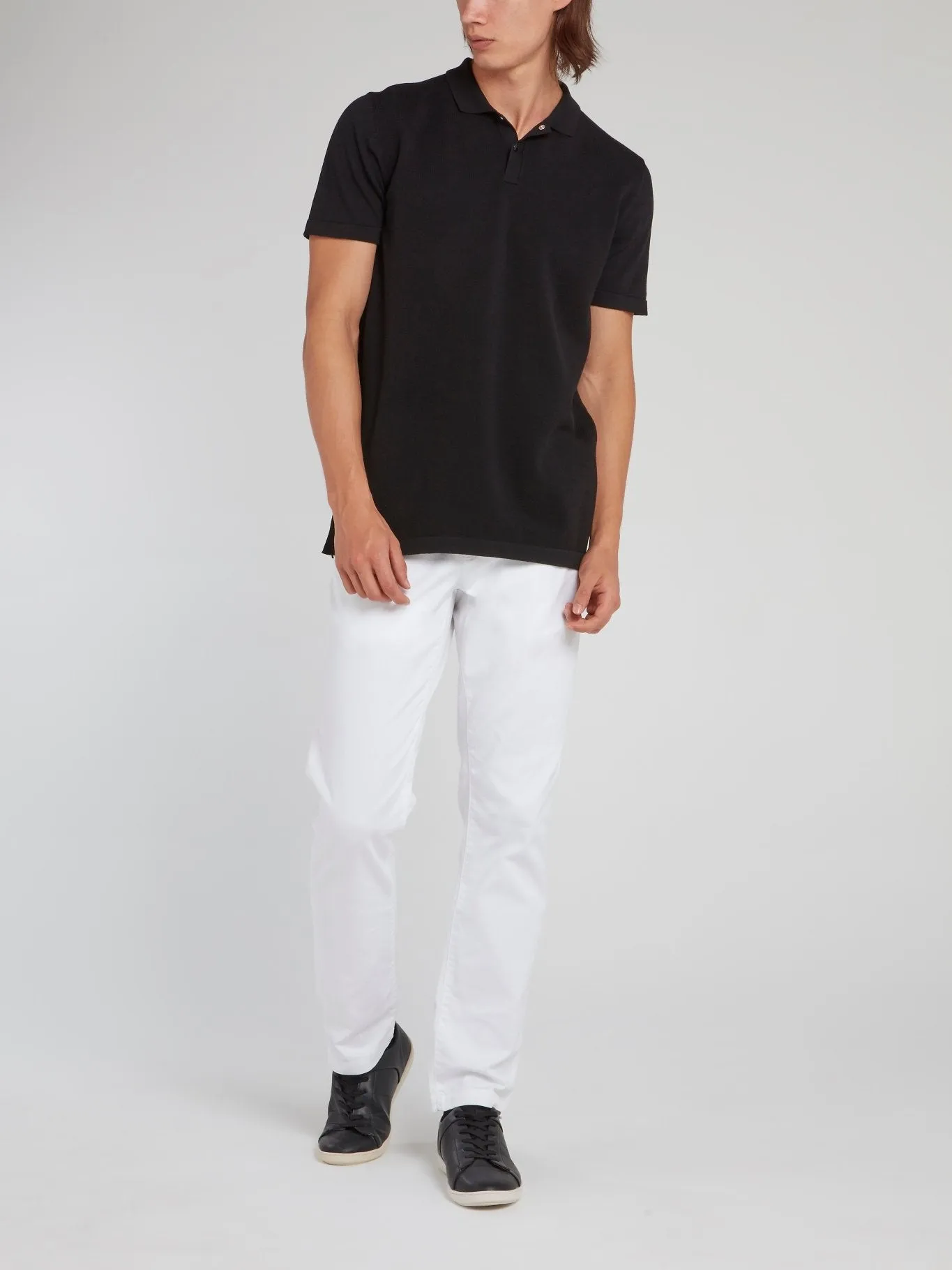 Black Rear Logo Knitted Polo Shirt