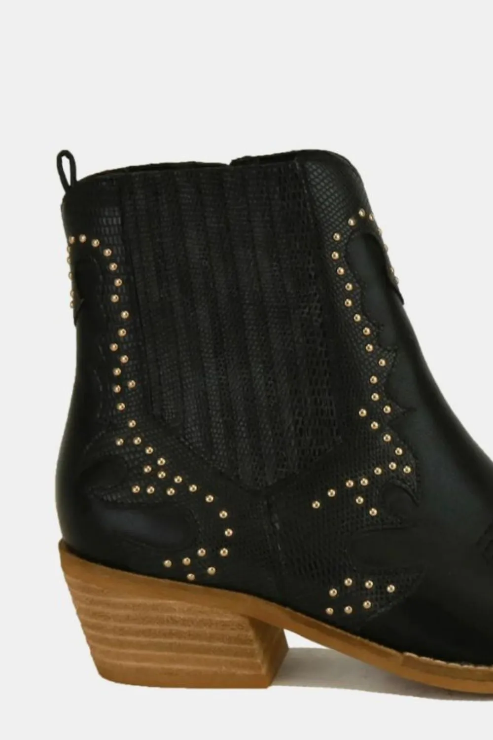 Black Studded Detail Point Toe Boots