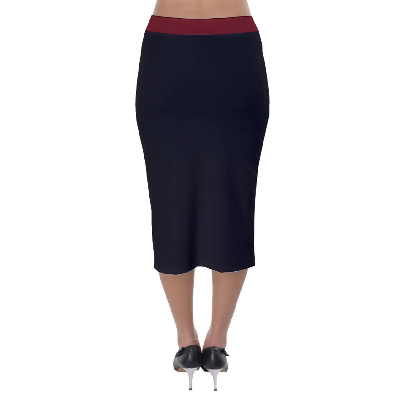 Bladebeak Velvet Midi Pencil Skirt