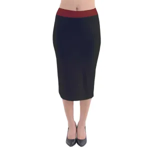 Bladebeak Velvet Midi Pencil Skirt