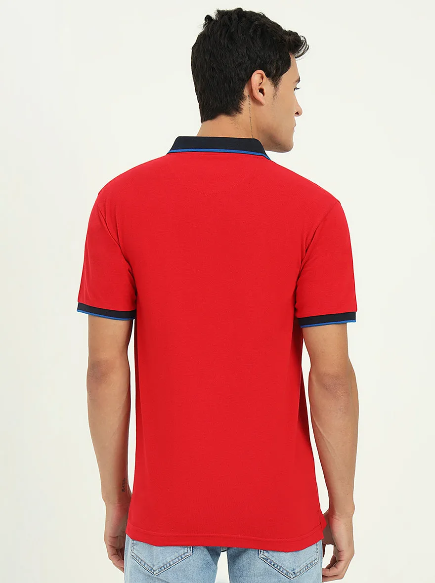 Blood Red Solid Slim Fit Polo T-Shirt | Greenfibre