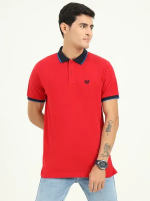 Blood Red Solid Slim Fit Polo T-Shirt | Greenfibre