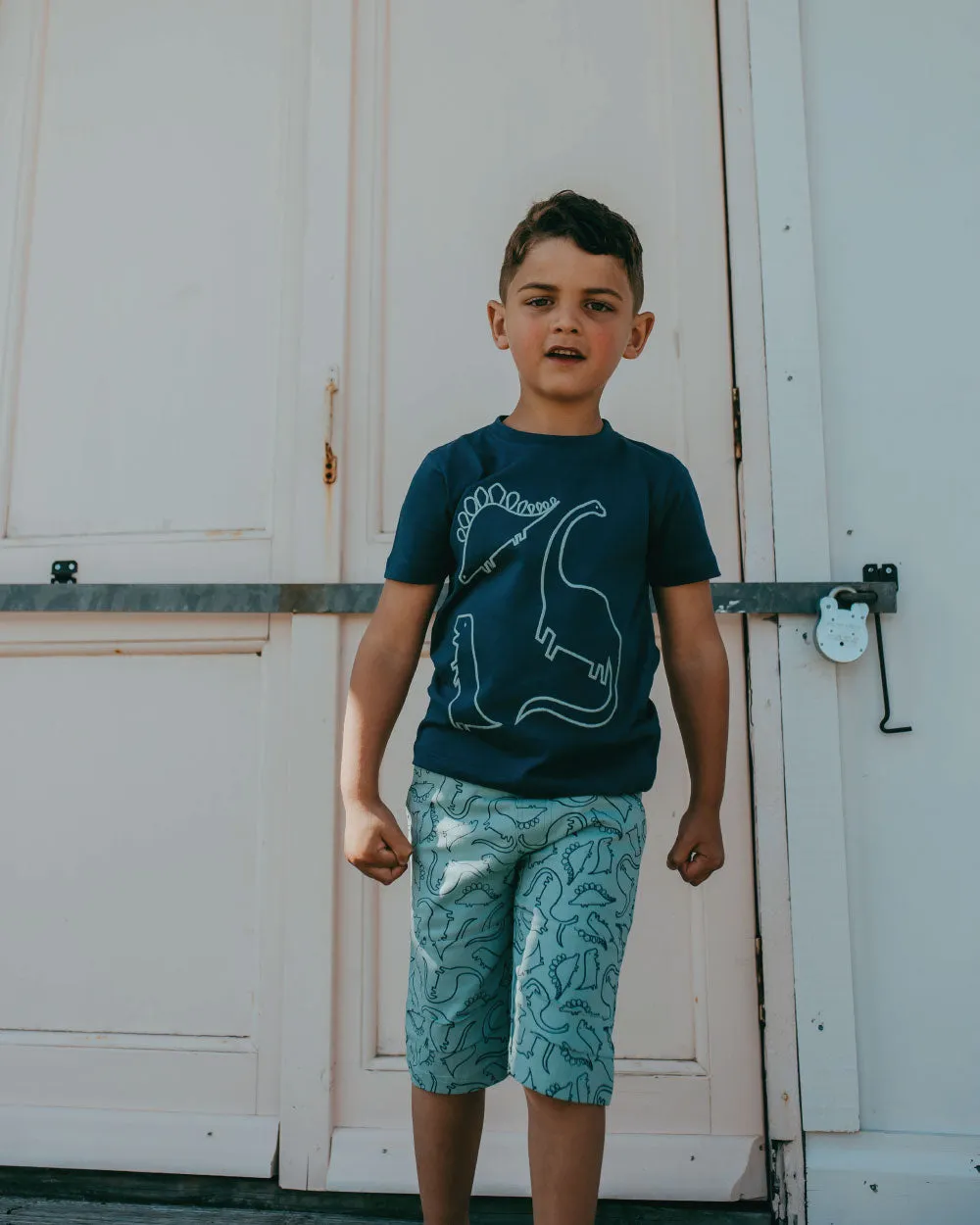 Blue Dinosaur Print Shorts