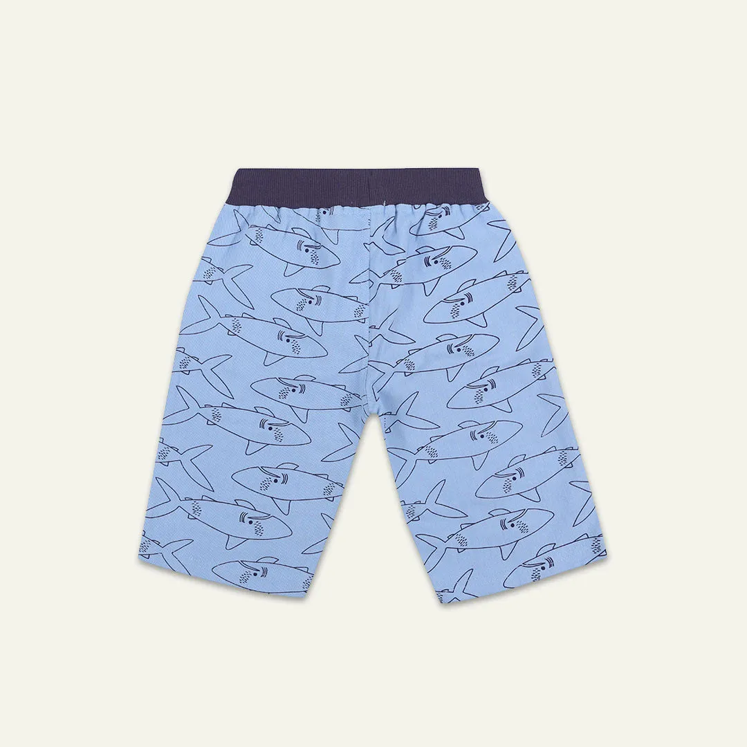 Blue Shark Print Shorts