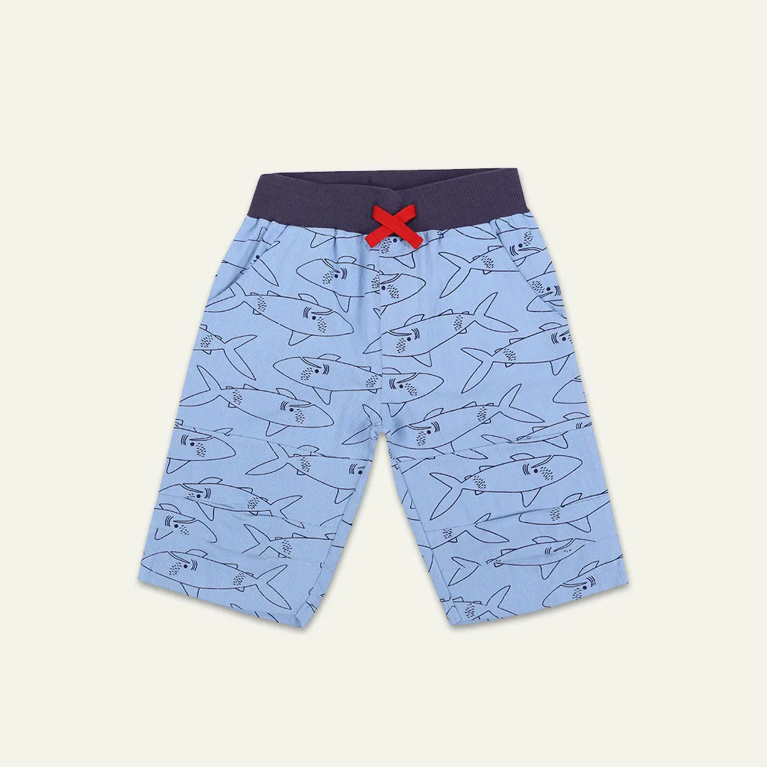 Blue Shark Print Shorts