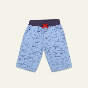 Blue Shark Print Shorts
