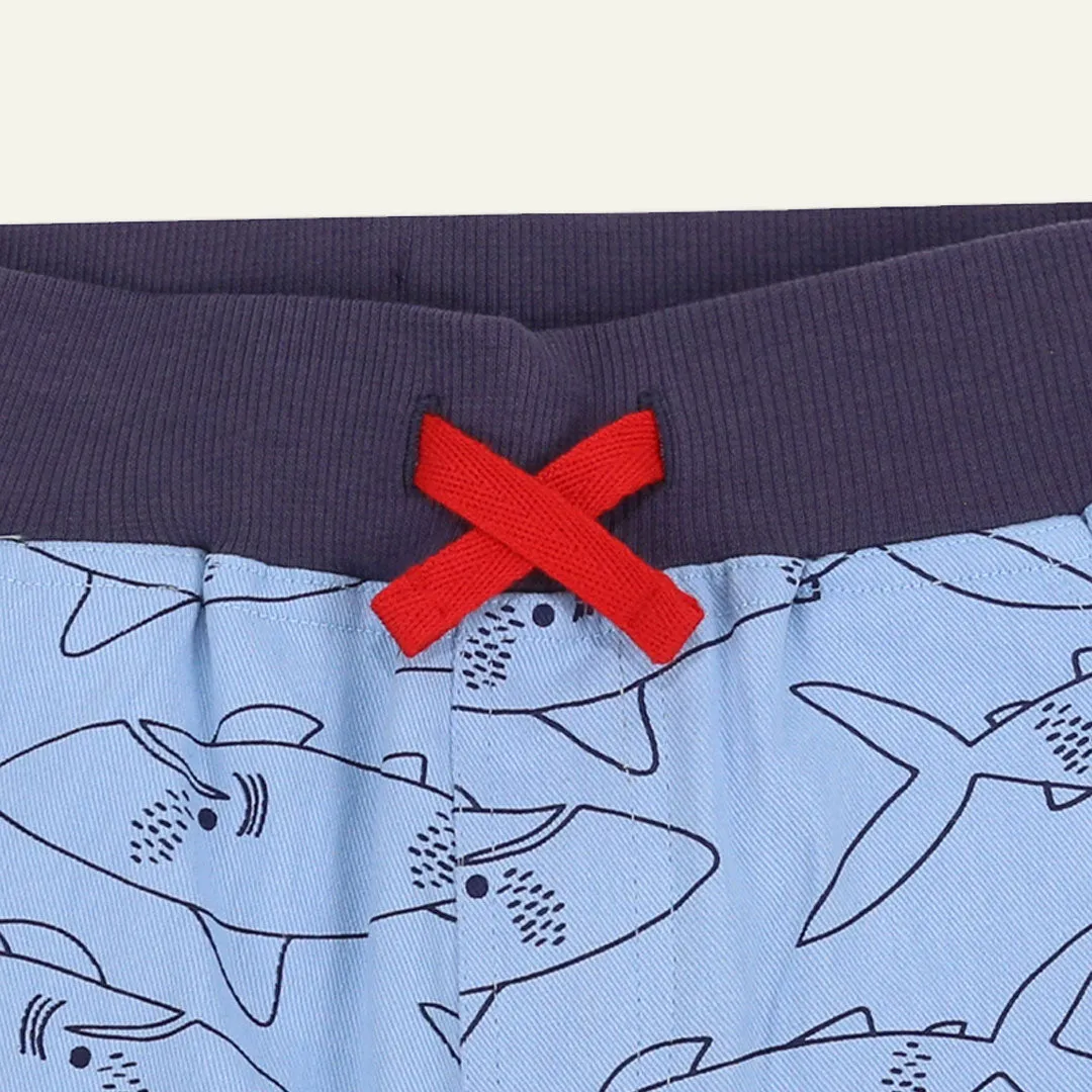 Blue Shark Print Shorts