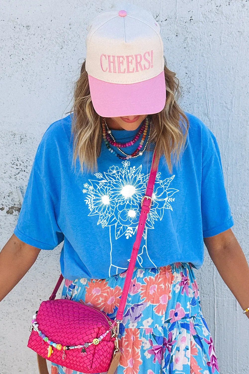 Blue Sunflower Boots Graphic Western Fashion T Shirt