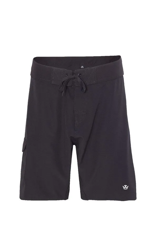 Board Shorts-Black/White Crown