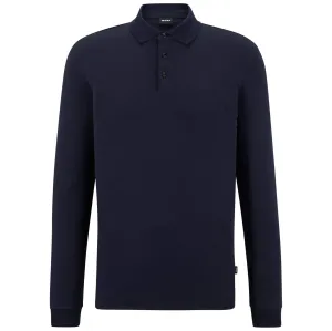 BOSS PADO 30 INTERLOCK-COTTON LONG SLEEVE POLO SHIRT