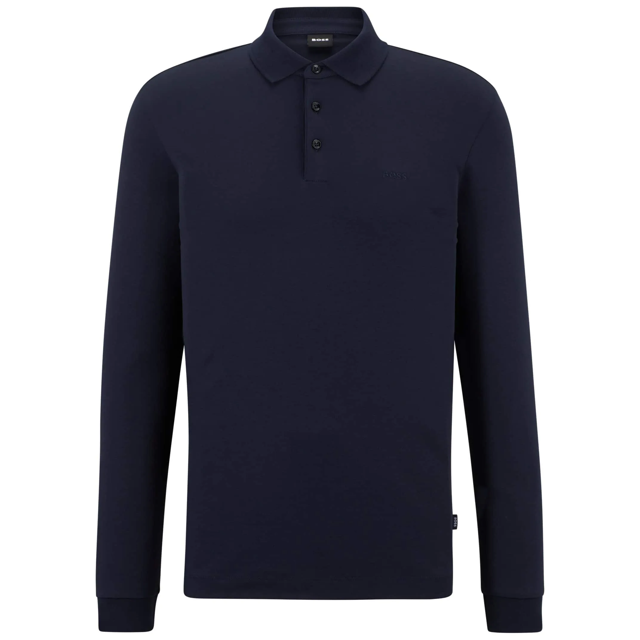 BOSS PADO 30 INTERLOCK-COTTON LONG SLEEVE POLO SHIRT