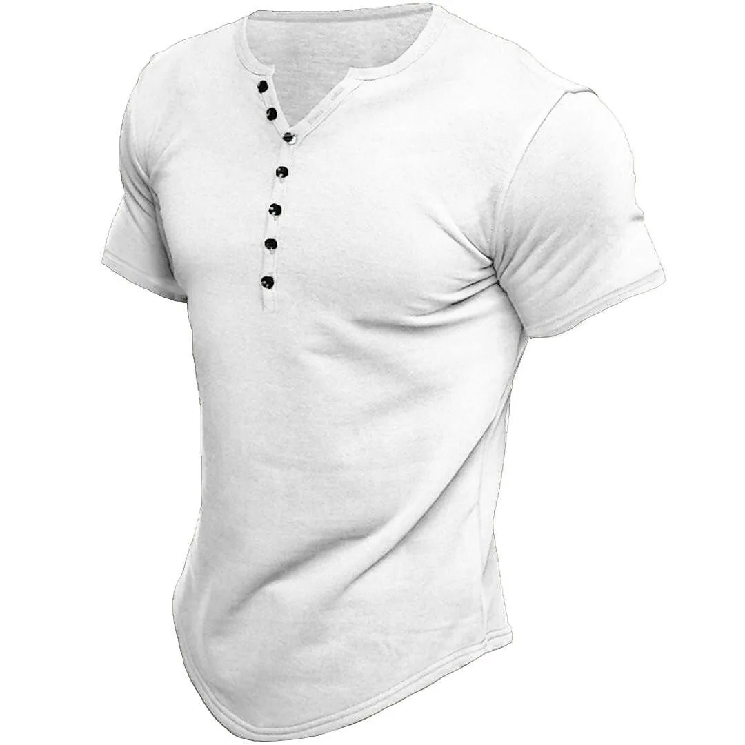 BrandWell | Herren Henley T-Shirt | Kurzarm, Einfarbiges Design und Bequem