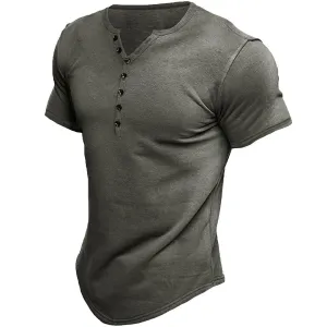 BrandWell | Herren Henley T-Shirt | Kurzarm, Einfarbiges Design und Bequem