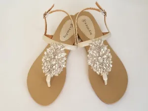 Bridal Sandals with Crystal Applique