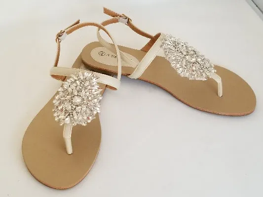 Bridal Sandals with Crystal Applique