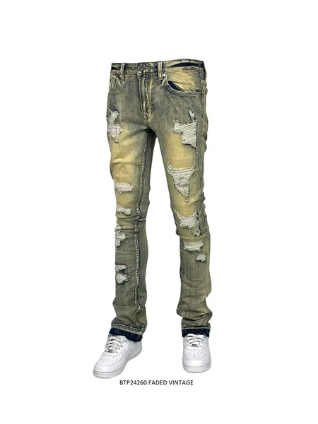 BTP24260 DISTRESSED STACK FIT JEANS (KIDS)