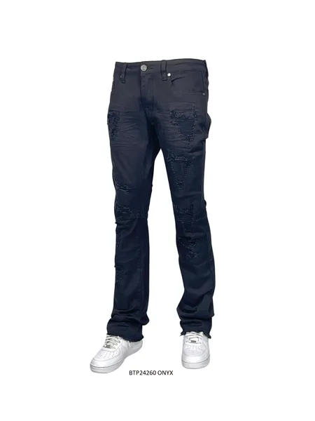 BTP24260 DISTRESSED STACK FIT JEANS (KIDS)
