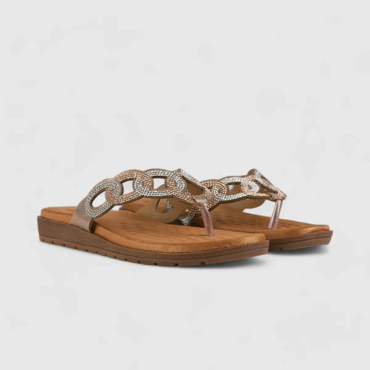 Bulbul Flat Bling Thong Sandal Beige HAR009