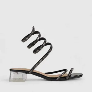 Bulbul Perspex Heel Bling Sandal Pewter LU003