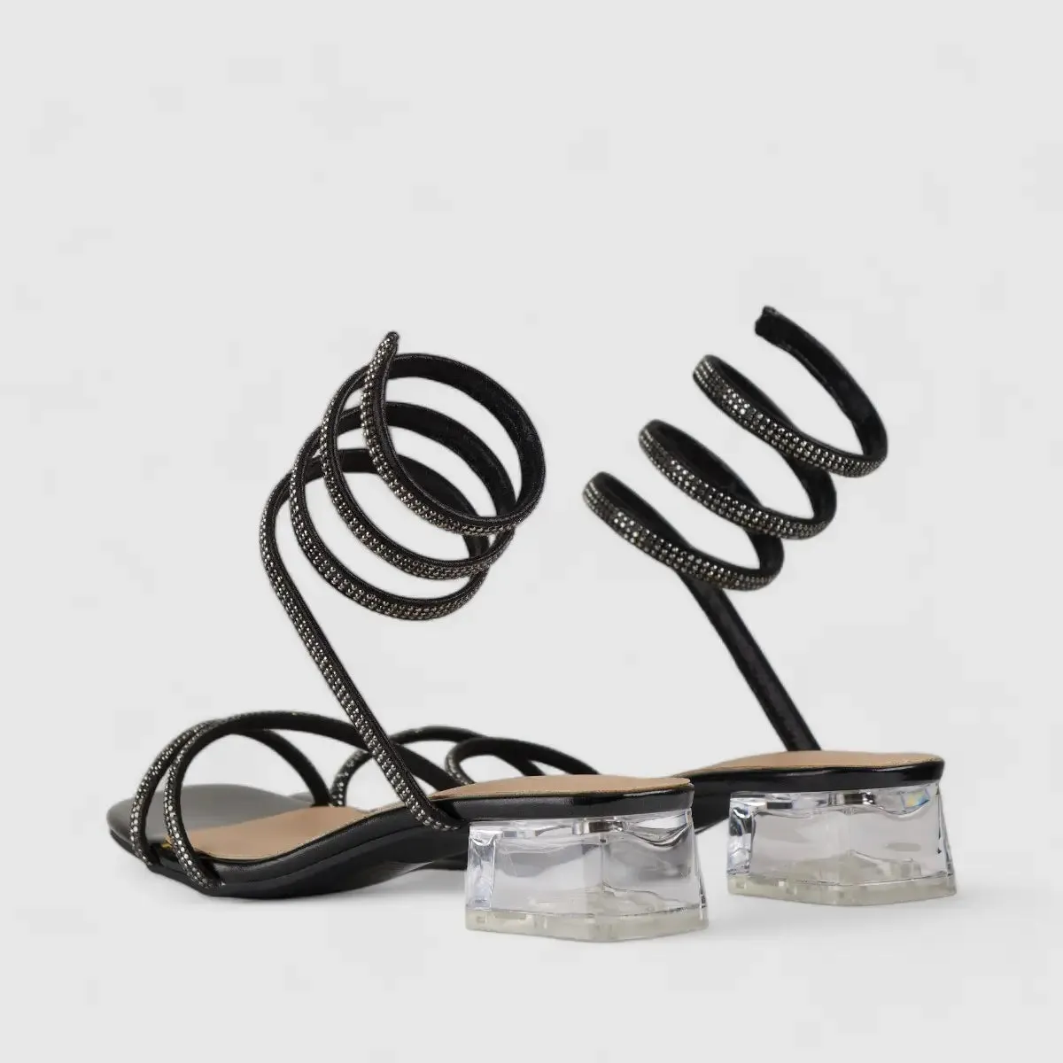 Bulbul Perspex Heel Bling Sandal Pewter LU003