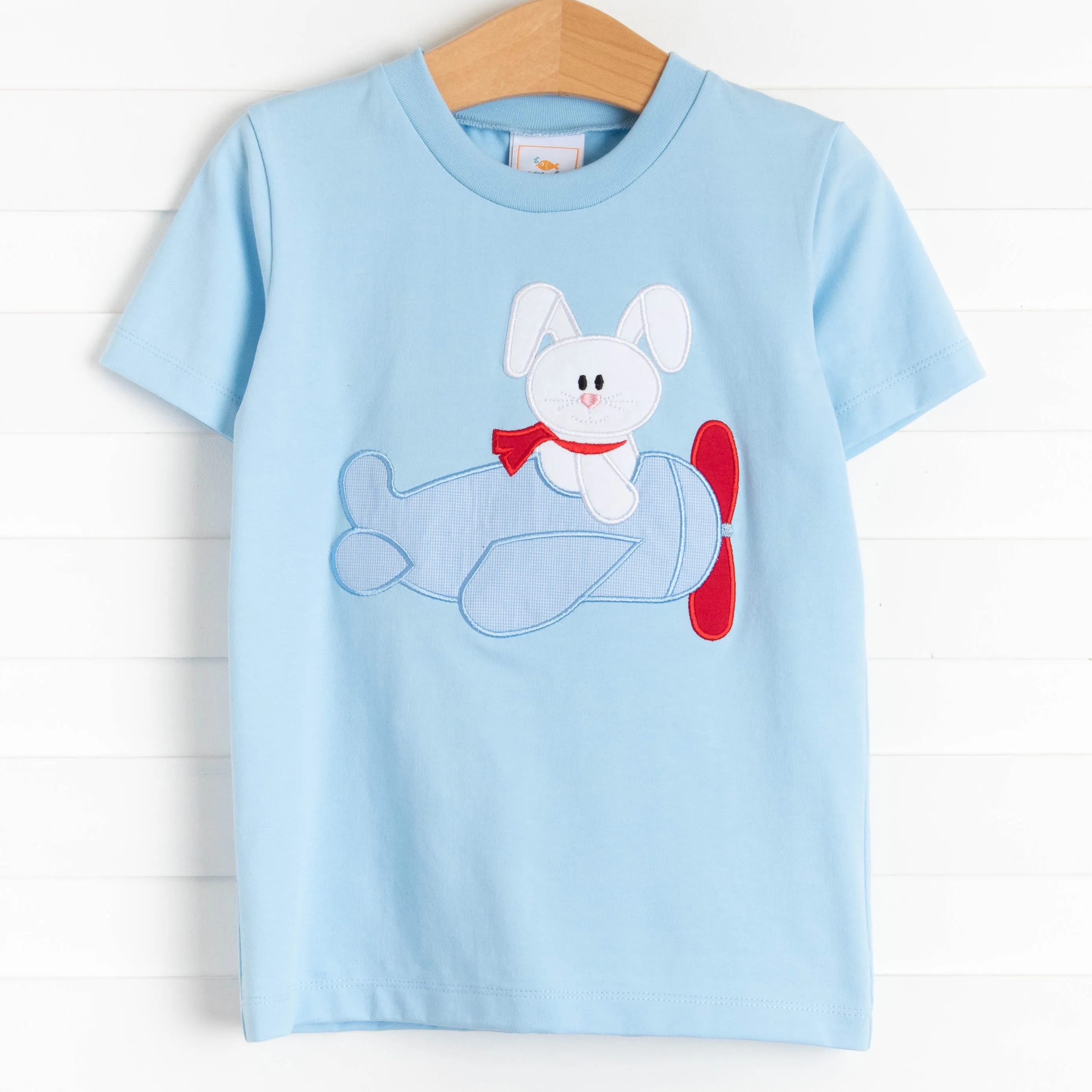 Bunny Takes Flight Applique Shirt, Blue