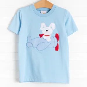 Bunny Takes Flight Applique Shirt, Blue