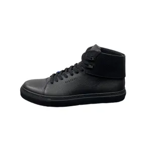 Buscemi Mens 100MM Flap Alce Black Leather High Top Sneakers