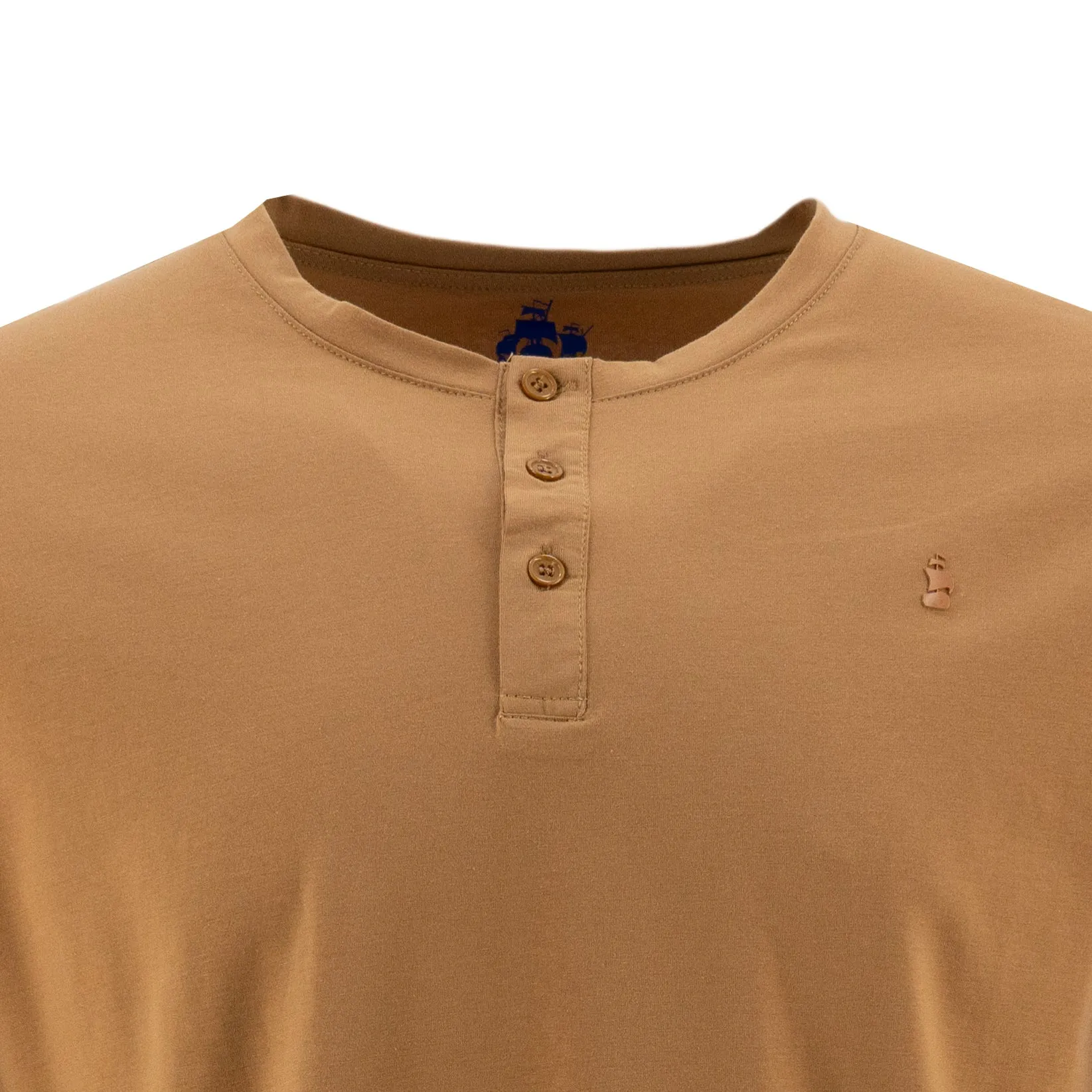 Camiseta 1492 Mangas Cortas Cuello Henley Lisa Para Caballeros